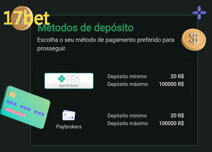 O cassino 17betbet oferece uma grande variedade de métodos de pagamento